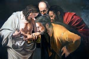 Doubting Thomas by Caravaggio public domain image