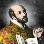 History of Religions: Portrait of Ignatius of Loyola (1491-1556). Colour engraving.